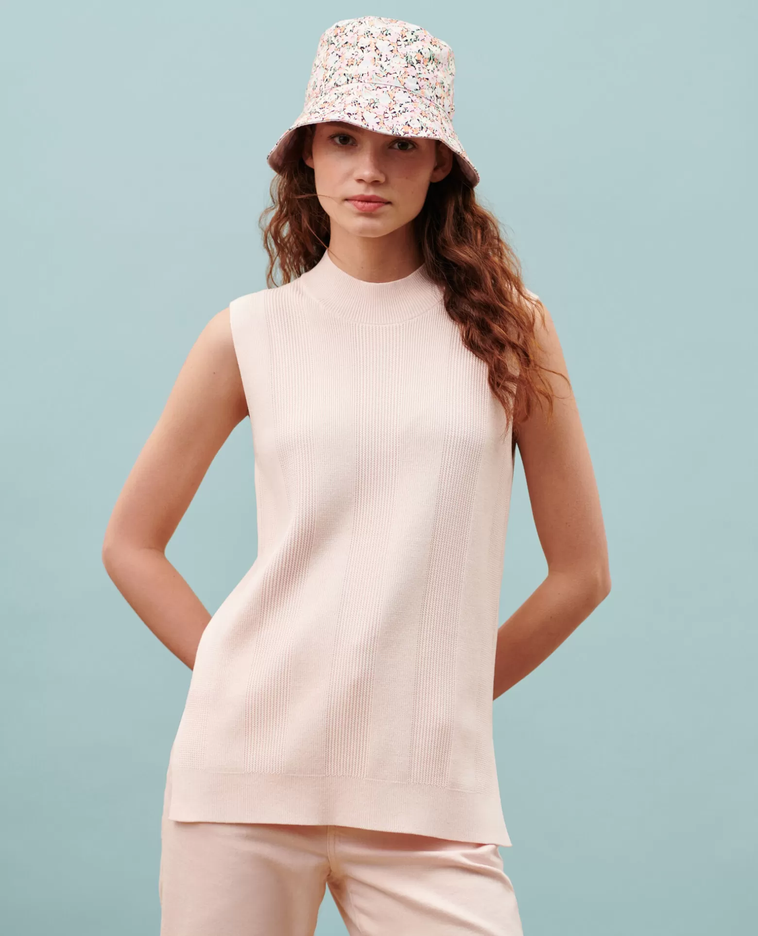 Pullover & Strick | Comptoir des Cotonniers Armelloser Pullover Aus Baumwolle 0100 Pink Marshmallow