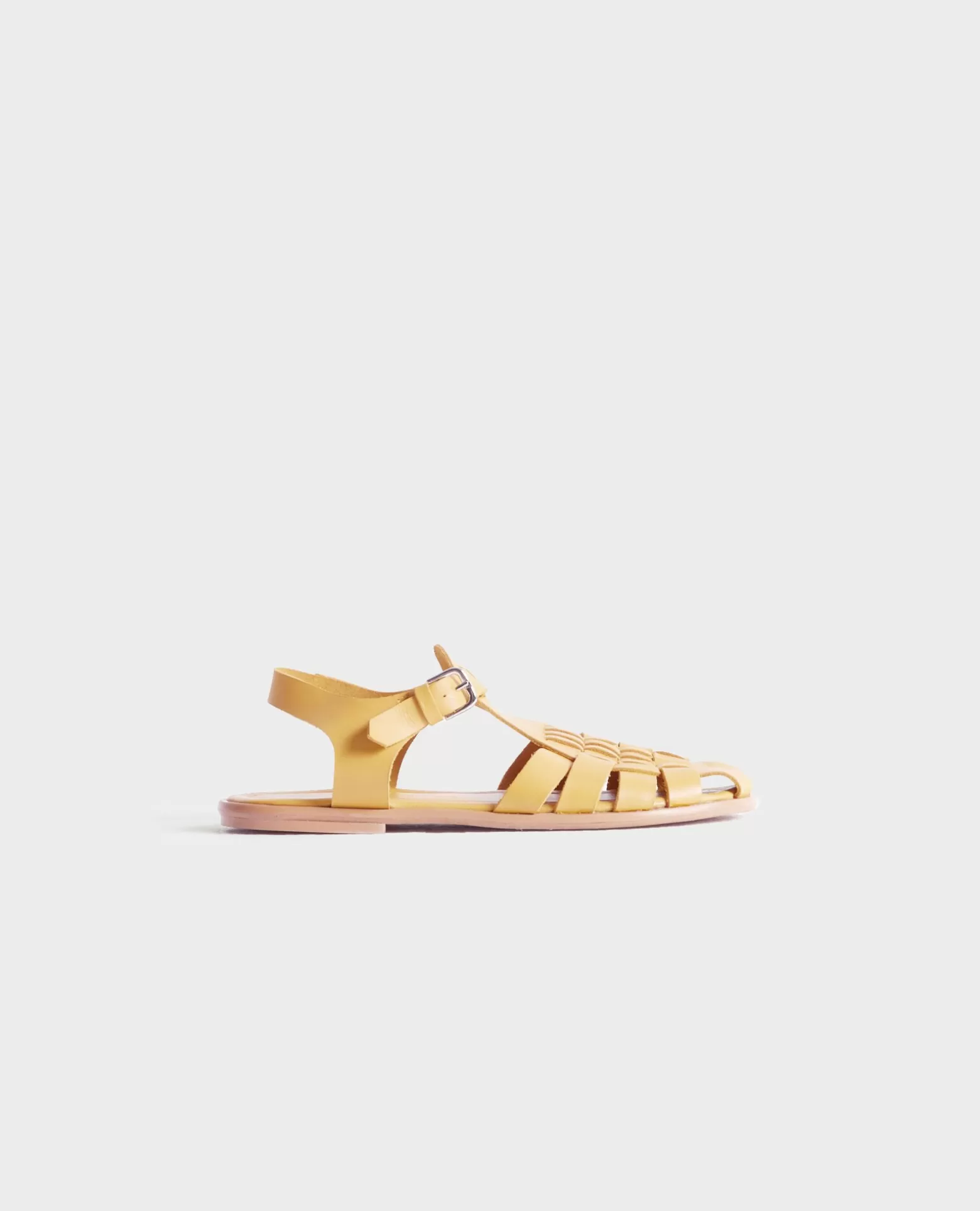 Schuhe | Comptoir des Cotonniers Flechtsandalen Aus Leder 0460 Ochre Yellow