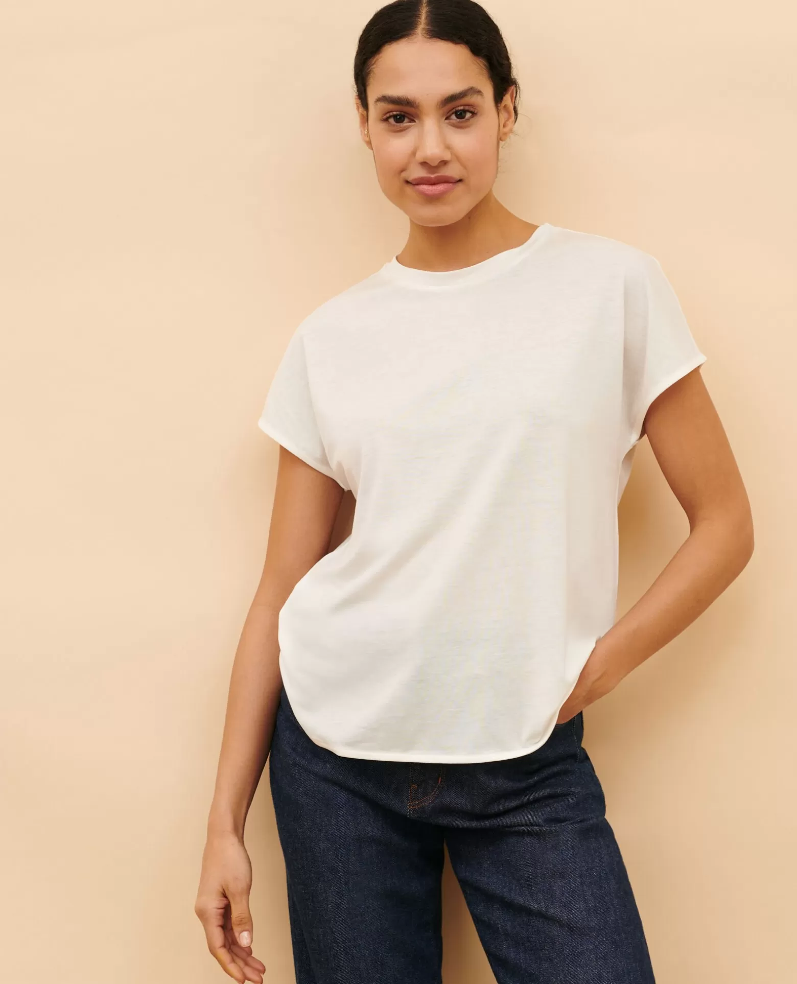 Tops | Comptoir des Cotonniers Weites T-Shirt Aus Baumwolle 4262 Cloud Dancer